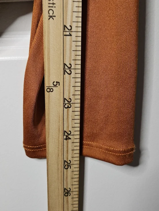 A New Day Ruched Bodysuit Size Large Burnt Orange Deep V Neck Long Sleeve Office - Picture 9 of 9